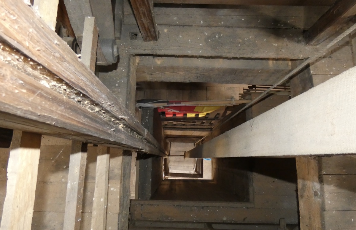 Vista hacia abajo a través de las plantas del molino